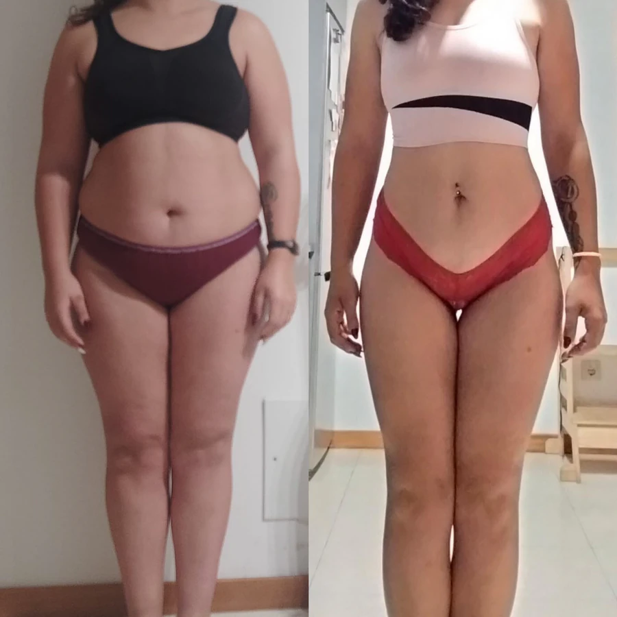 Comparação da transformação física de um cliente.